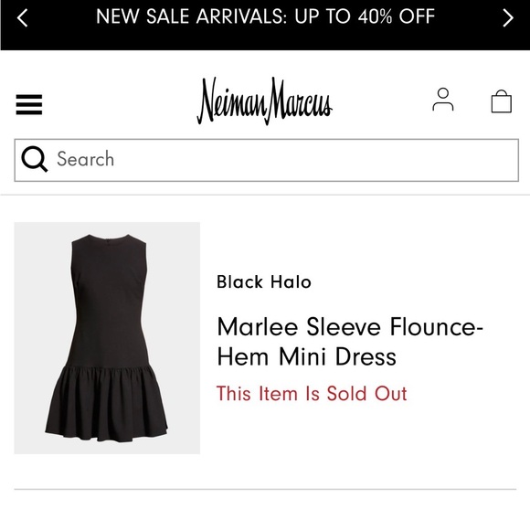 Black Halo Black Sleeveless Drop-Waist Mini Dress - Picture 3 of 3